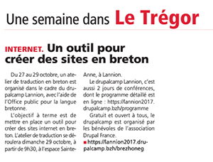 Un article dans le trégor